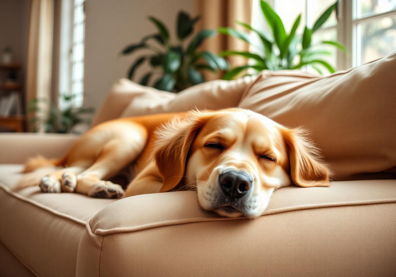 Perro tranquilo y conectado con su tutor